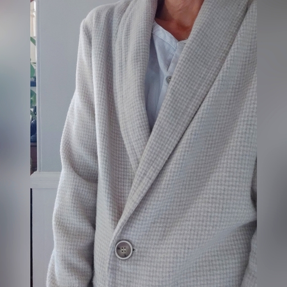 Coldwater Creek Cream & White Checkered Wool Blend Sweater Coat - Picture 7 of 14